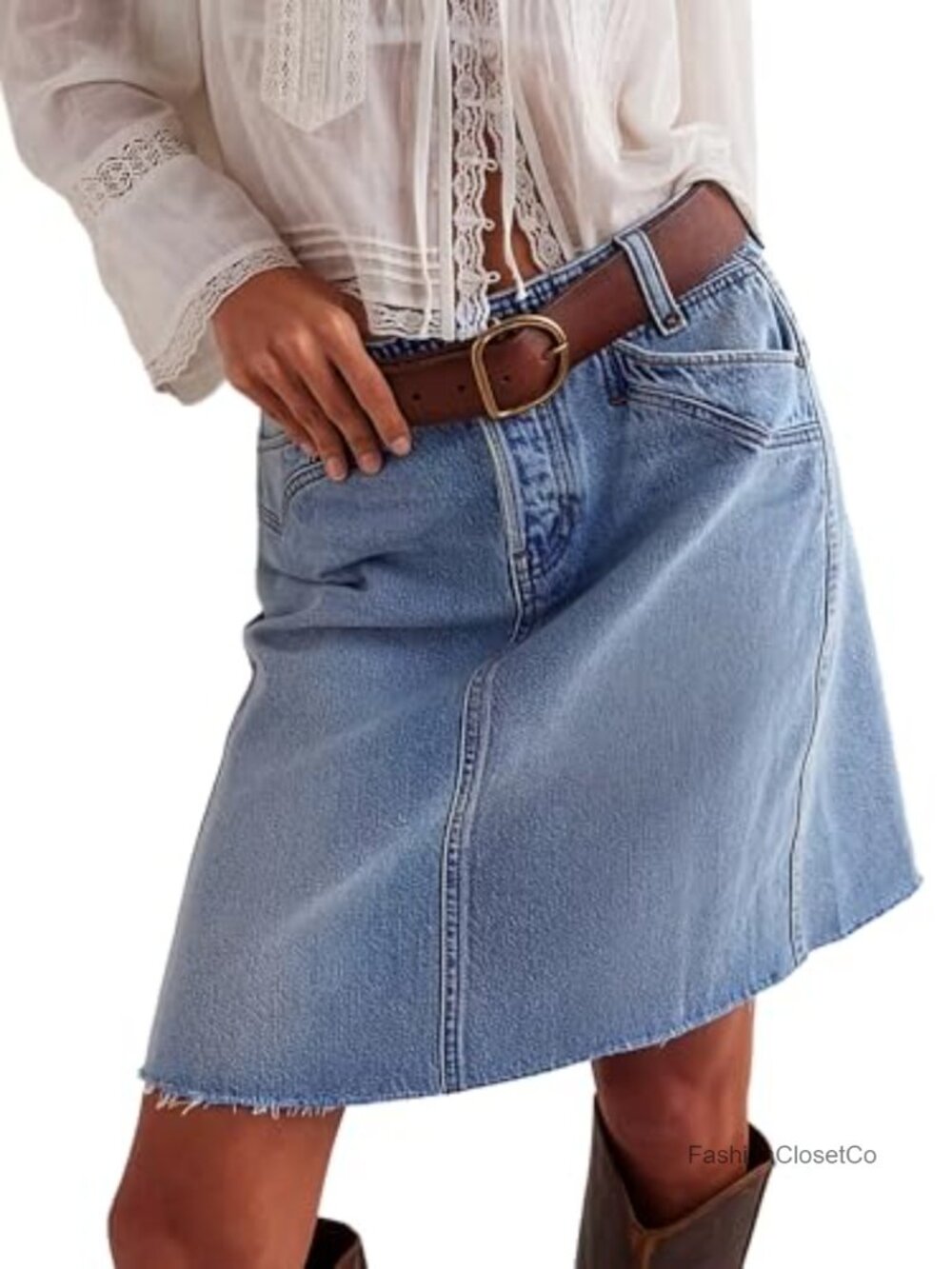 Women's Stretchy Denim Skirt High Waist A-Line Casual Jean Skirt Summer